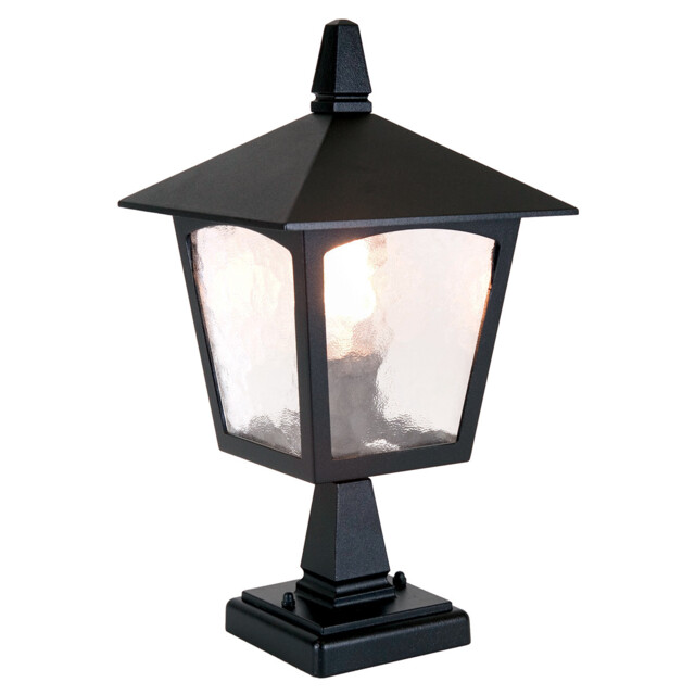 York 1 Light Outdoor Pedestal Lantern Black IP43, E27 - image 1