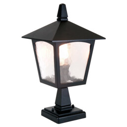 York 1 Light Outdoor Pedestal Lantern Black IP43, E27 - thumbnail 1