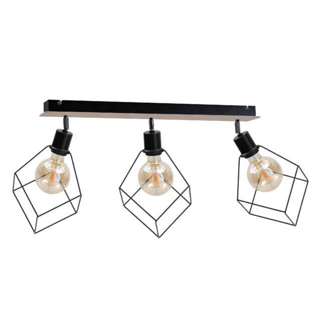 Ruben Ceiling Spotlight Bar Wood, 65cm, 3x E27