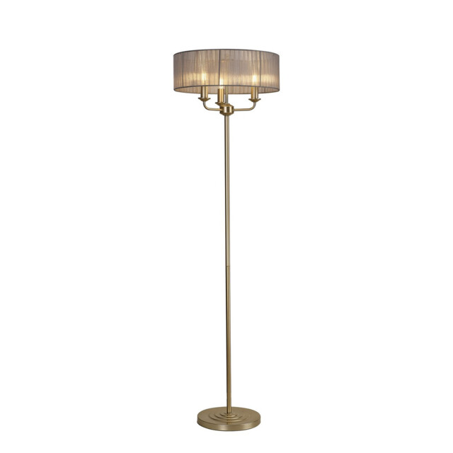 Banyan 3 Light Switched Floor Lamp With 45cm x 15cm Organza Shade Champagne Gold/Grey - image 1