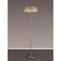 Banyan 3 Light Switched Floor Lamp With 45cm x 15cm Organza Shade Champagne Gold/Grey - thumbnail 2