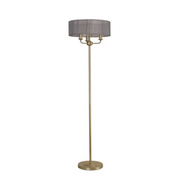 Banyan 3 Light Switched Floor Lamp With 45cm x 15cm Organza Shade Champagne Gold/Grey - thumbnail 5