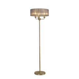 Banyan 3 Light Switched Floor Lamp With 45cm x 15cm Organza Shade Champagne Gold/Grey - thumbnail 1
