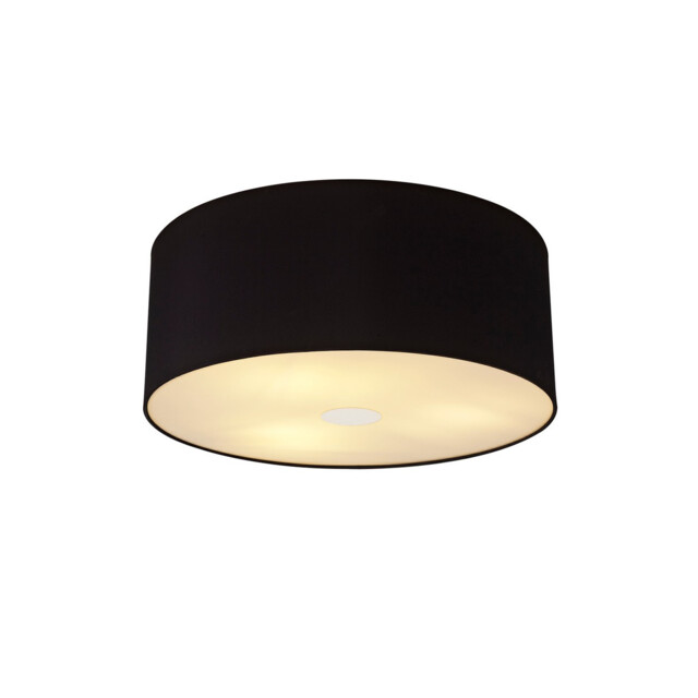 Baymont Polished Chrome 3 Light E27 Flush Ceiling With 50cm x 20cm Dual Faux Silk Shade, Black/Green Olive - image 1