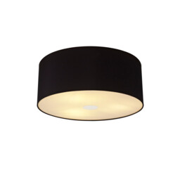 Baymont Polished Chrome 3 Light E27 Flush Ceiling With 50cm x 20cm Dual Faux Silk Shade, Black/Green Olive