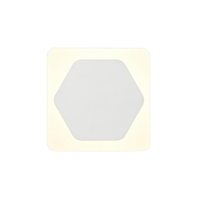 Altona Base Wall Lamp, 12W LED 3000K 498lm, 15cm Horizontal Hexagonal 19cm Square Centre, Sand White, Acrylic Frosted Diffuser - image 1