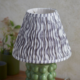 Bobble Olive Green Glaze Table Lamp with Pearl Grey Fabric Ripple Shade 25cm B22 - thumbnail 5