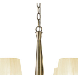 Tiffany Pendant 2 Tier 12+12 Light E14+G9, Antique Brass With Cream Shades & Clear Crystal - thumbnail 5