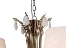 Andrea Ceiling Pendant 88cm Round, Antique Brass, White Shades, White Crystal Droplets - thumbnail 5