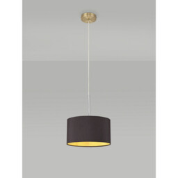 Baymont Antique Brass E27 Single Pendant With 30cm x 17cm Dual Faux Silk Shade, Midnight Black/Green Olive - thumbnail 2