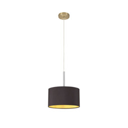 Baymont Antique Brass E27 Single Pendant With 30cm x 17cm Dual Faux Silk Shade, Midnight Black/Green Olive - thumbnail 5
