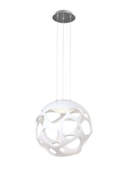 Organica Ceiling Pendant 3 Light E27, Gloss White, Polished Chrome - thumbnail 1