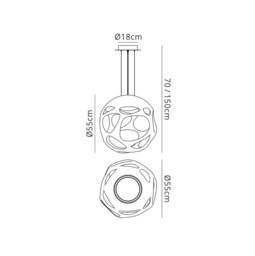 Organica Ceiling Pendant 3 Light E27, Gloss White, Polished Chrome - thumbnail 2