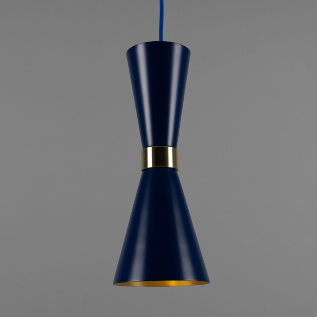 Cairo Coloured Pendant Light, Polished Brass, Sapphire Blue - image 1