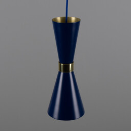 Cairo Coloured Pendant Light, Polished Brass, Sapphire Blue - thumbnail 5