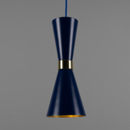 Cairo Coloured Pendant Light, Polished Brass, Sapphire Blue - thumbnail 1