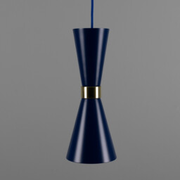 Cairo Coloured Pendant Light, Polished Brass, Sapphire Blue - thumbnail 2