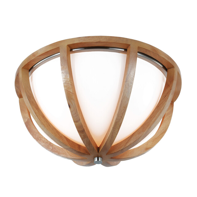 Allier Flush Mount, Light Wood, Brushed Steel, E27 - image 1