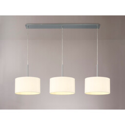 Baymont Polished Chrome 3 Light E27 Linear Pendant With 30cm x 17cm Faux Silk Shade, Ivory Pearl/White Laminate - thumbnail 2