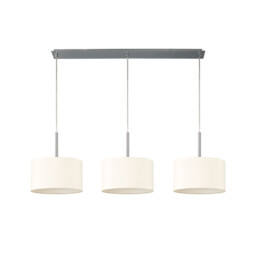 Baymont Polished Chrome 3 Light E27 Linear Pendant With 30cm x 17cm Faux Silk Shade, Ivory Pearl/White Laminate - thumbnail 5