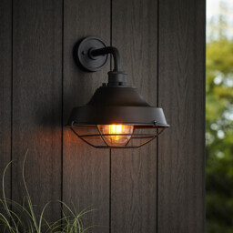 Brindisi Outdoor Dome Wall Lamp Textured, Matt Black, Clear Glass - thumbnail 3