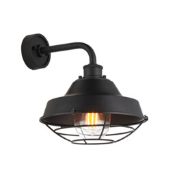 Brindisi Outdoor Dome Wall Lamp Textured, Matt Black, Clear Glass - thumbnail 1