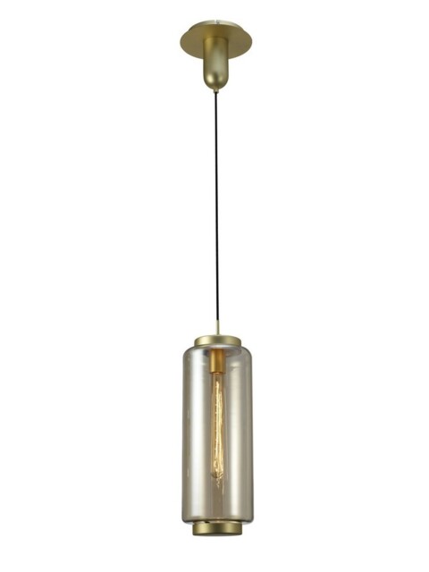Jarras Ceiling Pendant 20cm Round, 1 x E27 (Max 40W), Matt Gold , Cognac Glass - image 1