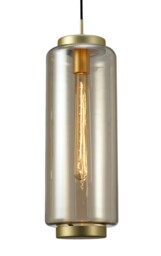 Jarras Ceiling Pendant 20cm Round, 1 x E27 (Max 40W), Matt Gold , Cognac Glass - thumbnail 5