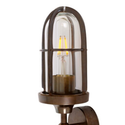 Clayton Outdoor Double Wall Light, Antique Brass, Clear Glass, IP54 - thumbnail 3