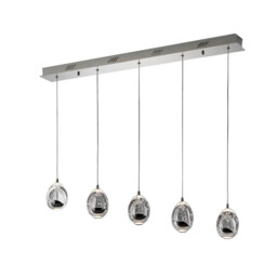 Roc Integrated LED 5 Light Dimmable Crystal Drop Bar Ceiling Pendant with Remote Control Chrome - thumbnail 2