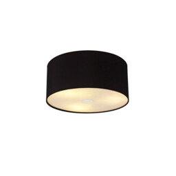 Baymont Polished Chrome 3 Light E27 Flush Ceiling With 40cm x 18cm Dual Faux Silk Shade, Black/Green Olive