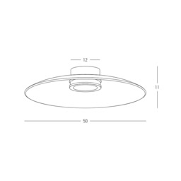 Aerisca 50cm Integrated Led Semi Flush Ceiling Light Black Matt-Smoked Glass LED 2700-3000K Dimmable - thumbnail 3