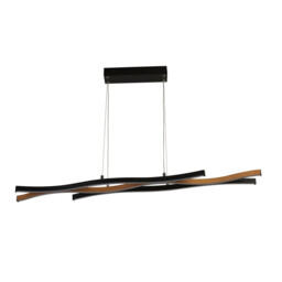 Bloom Swirl LED Ceiling Pendant, Black With Wood Effect - thumbnail 3