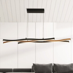 Bloom Swirl LED Ceiling Pendant, Black With Wood Effect - thumbnail 2