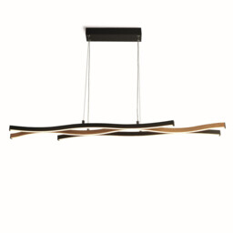 Bloom Swirl LED Ceiling Pendant, Black With Wood Effect - thumbnail 1