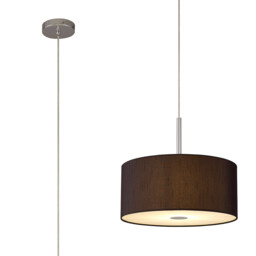 Baymont Polished Chrome E27 Single Pendant With 40cm x 18cm Faux Silk Shade, Black/White Laminate