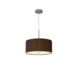 Baymont Polished Chrome E27 Single Pendant With 40cm x 18cm Faux Silk Shade, Black/White Laminate - thumbnail 5