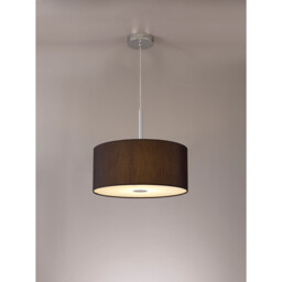Baymont Polished Chrome E27 Single Pendant With 40cm x 18cm Faux Silk Shade, Black/White Laminate - thumbnail 2