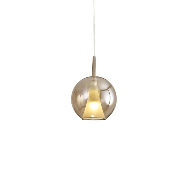 Elsa Assembly Pendant (WITHOUT PLATE) With Round Shade, 1 Light E27, Bronze Glass With Frosted Inner Cone - image 1
