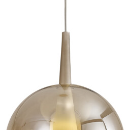 Elsa Assembly Pendant (WITHOUT PLATE) With Round Shade, 1 Light E27, Bronze Glass With Frosted Inner Cone - thumbnail 3