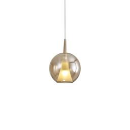 Elsa Assembly Pendant (WITHOUT PLATE) With Round Shade, 1 Light E27, Bronze Glass With Frosted Inner Cone