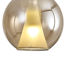 Elsa Assembly Pendant (WITHOUT PLATE) With Round Shade, 1 Light E27, Bronze Glass With Frosted Inner Cone - thumbnail 5