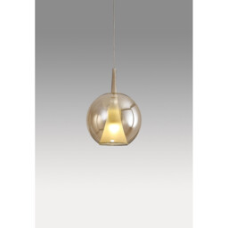 Elsa Assembly Pendant (WITHOUT PLATE) With Round Shade, 1 Light E27, Bronze Glass With Frosted Inner Cone - thumbnail 2