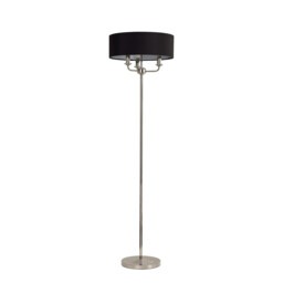 Banyan 3 Light Switched Floor Lamp With 45cm x 15cm Faux Silk Shade, Polished Nickel/Black - thumbnail 5