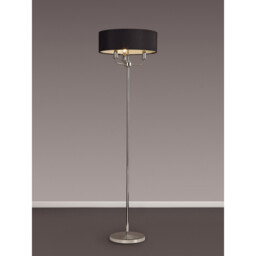 Banyan 3 Light Switched Floor Lamp With 45cm x 15cm Faux Silk Shade, Polished Nickel/Black - thumbnail 2