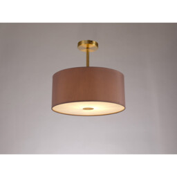 Baymont Antique Brass E27 Semi Flush With 40cm x 18cm Dual Faux Silk Shade, Taupe/Halo Gold - thumbnail 2