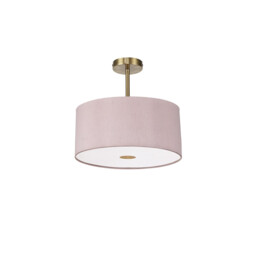 Baymont Antique Brass E27 Semi Flush With 40cm x 18cm Dual Faux Silk Shade, Taupe/Halo Gold - thumbnail 5
