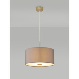 Baymont Antique Brass 5 Light E27 Single Pendant With 40cm x 18cm Faux Silk Shade, Grey/White Laminate - thumbnail 2