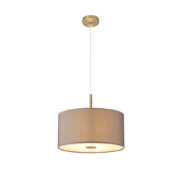 Baymont Antique Brass 5 Light E27 Single Pendant With 40cm x 18cm Faux Silk Shade, Grey/White Laminate - thumbnail 5