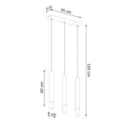 Wezyr Bar Pendant Ceiling Light, White, 3x G9 - thumbnail 5